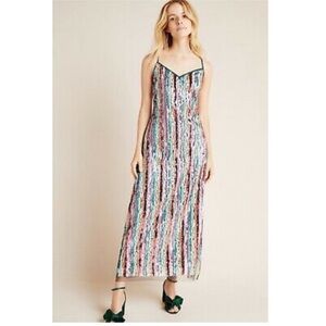 Anthropologie Rainbow Sequin Dress